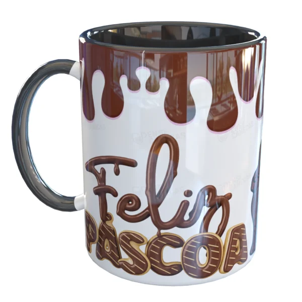 Caneca Feliz Páscoa Chocolate Felicidade