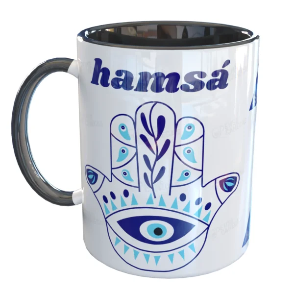 Caneca Mão de Fátima Hamsá Proteção