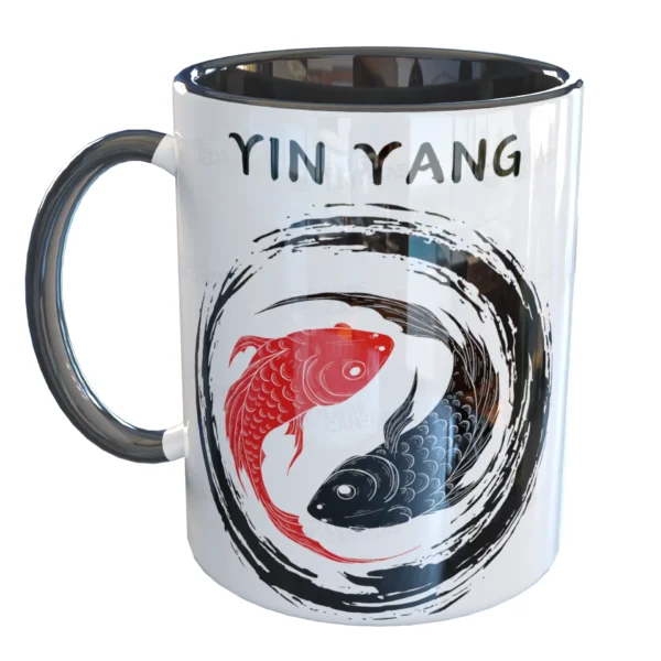 Caneca Yin Yang Carpas Peixes