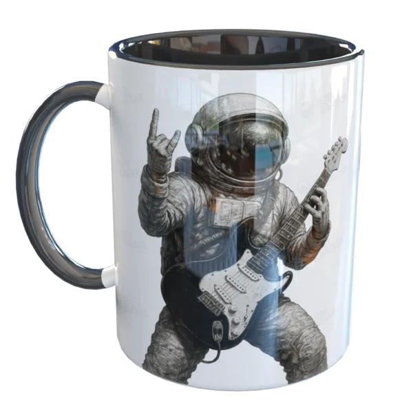 Caneca Astronauta Guitarra Rock And Roll