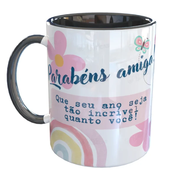 Caneca Parabéns Amiga Aniversário