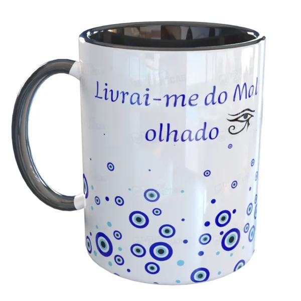Caneca Livrai-me do Mal olhado Olho Grego