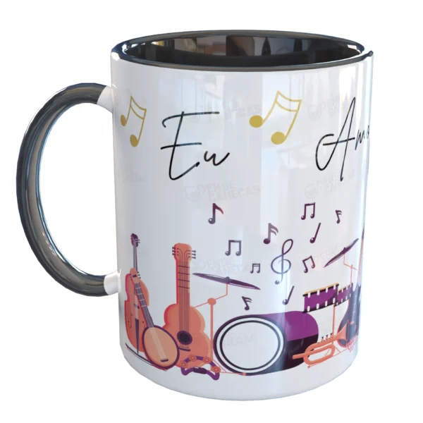 Caneca Eu amo Música Instrumentos